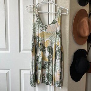 Rip Curl Tropical Palm Print Mini Dress with Button Details